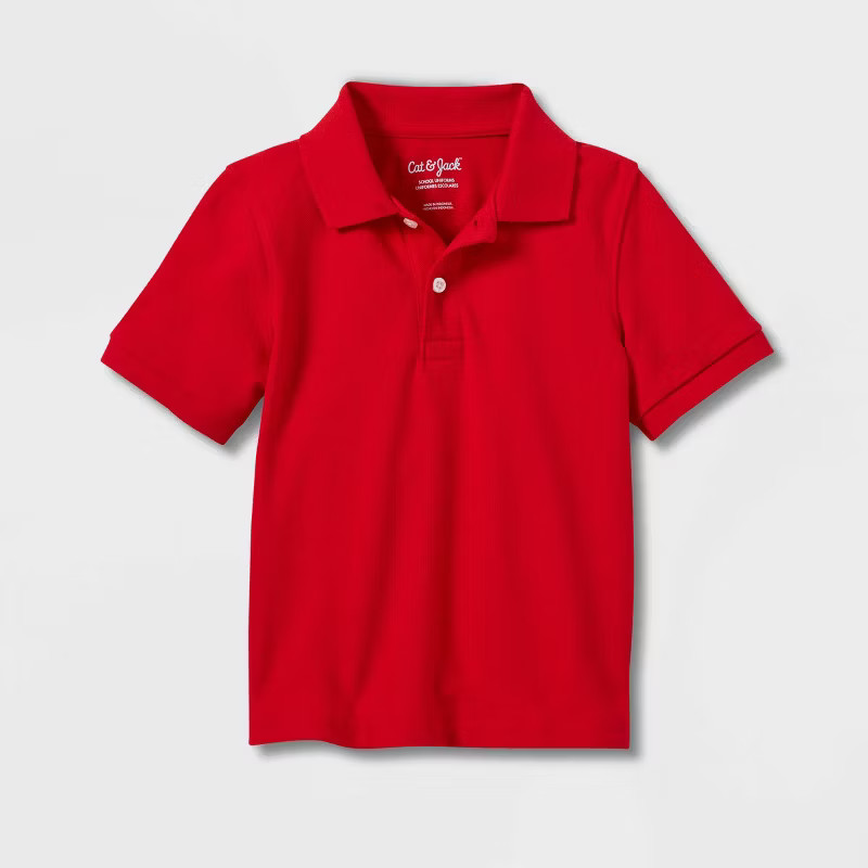 Toddler Boys' Short Sleeve Pique Uniform Polo Shirt - Cat & Jack™ Red | Target