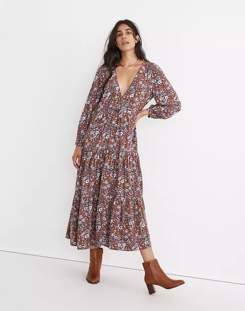 Challis Wrap Midi Dress in Woodland Floral | Madewell