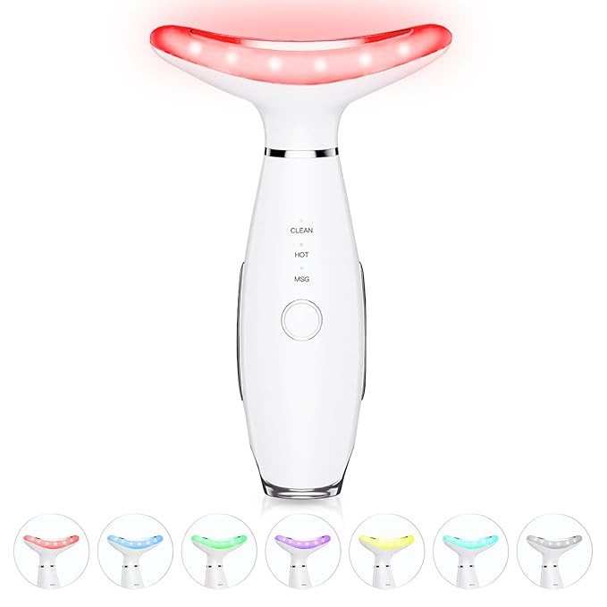 7 Color Neck Face Massager - Facial Massager Tool for Skin Care at Home, Vibrating Face Massager ... | Amazon (US)