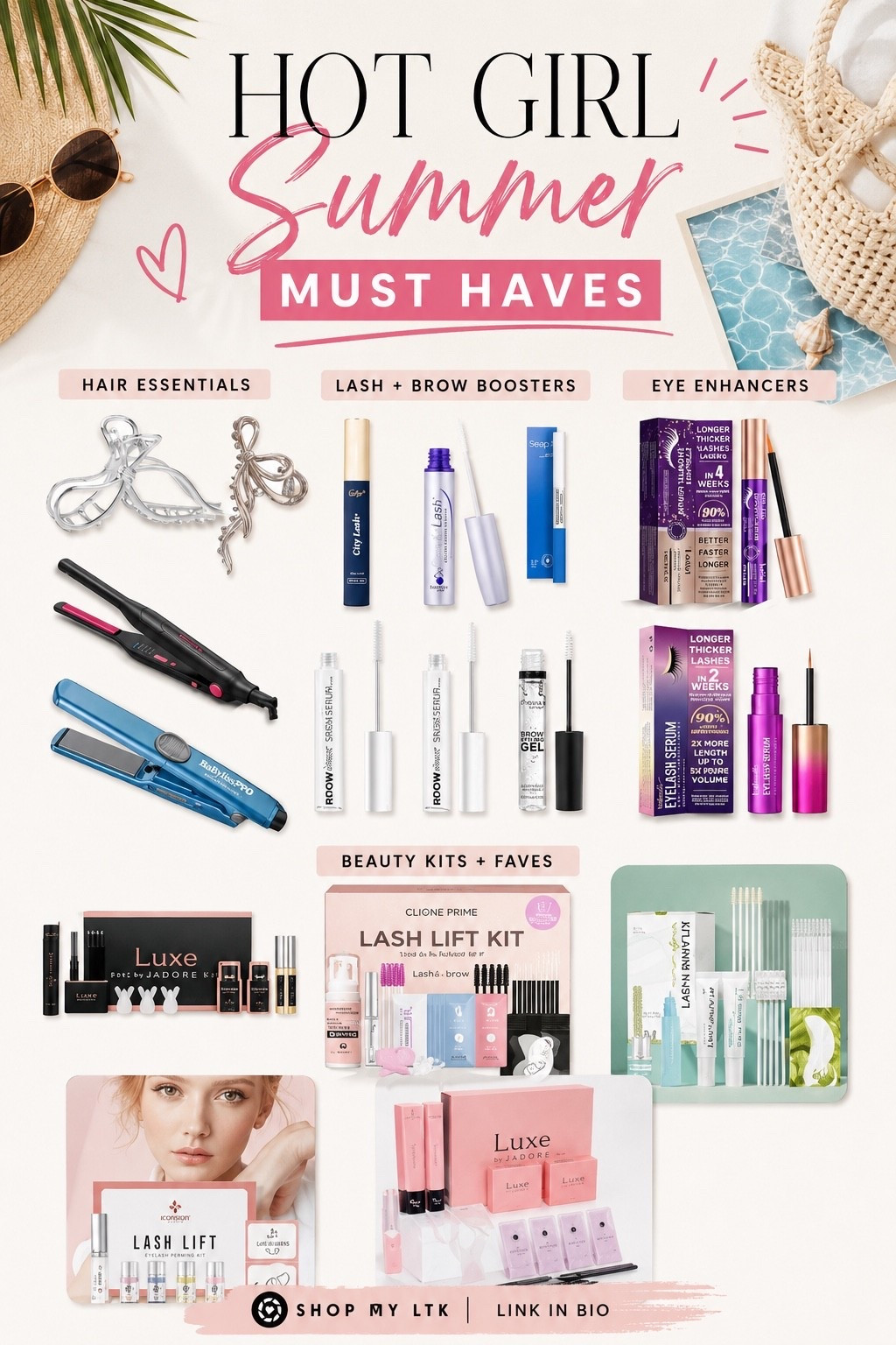 Hot Girl Summer Beauty Must Haves ☀️ Lash, Brow & Beauty Favorites
My current hot girl summer beauty essentials 💕 From lash growth serums and brow boosters to aesthetic beauty kits, hair accessories, and self-care favorites — these are the products giving effortless soft glam energy all summer long ✨ Perfect for that clean girl, feminine, confident summer vibe. Save for your next beauty restock 💋 #LTKBeauty #HotGirlSummer #BeautyFavorites #LashGrowth #BrowGoals #SummerBeauty #SelfCareEssentials #CleanGirlAesthetic #FeminineEnergy #BeautyMustHaves

#LTKdayinmylife #LTKselfcare #LTKBeauty
