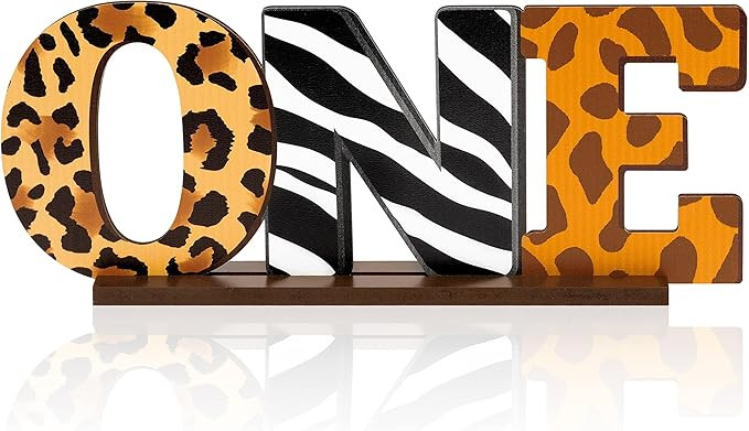 ANGOLIO Jungle Safari Animal One Letter Sign Table Wooden Centerpieces for Baby Boys,Leopard Zebr... | Amazon (US)