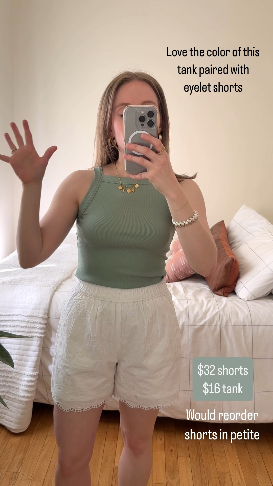 The prettiest $16 tank and eyelet shorts. Shorts are lined. Would reorder xs petite. I’m 5ft 2. Wearing xs in tank

#LTKPetite #LTKSaleAlert #LTKStyleTip