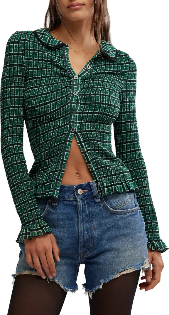 Caught A Feeling Smocked Button-Up Top | Nordstrom