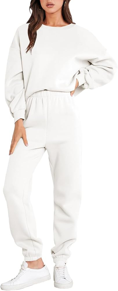 ANRABESS Women's Two Piece Outfits Long Sleeve Crewneck Sweatsuit with Jogger Pants Lounge Sets w... | Amazon (US)