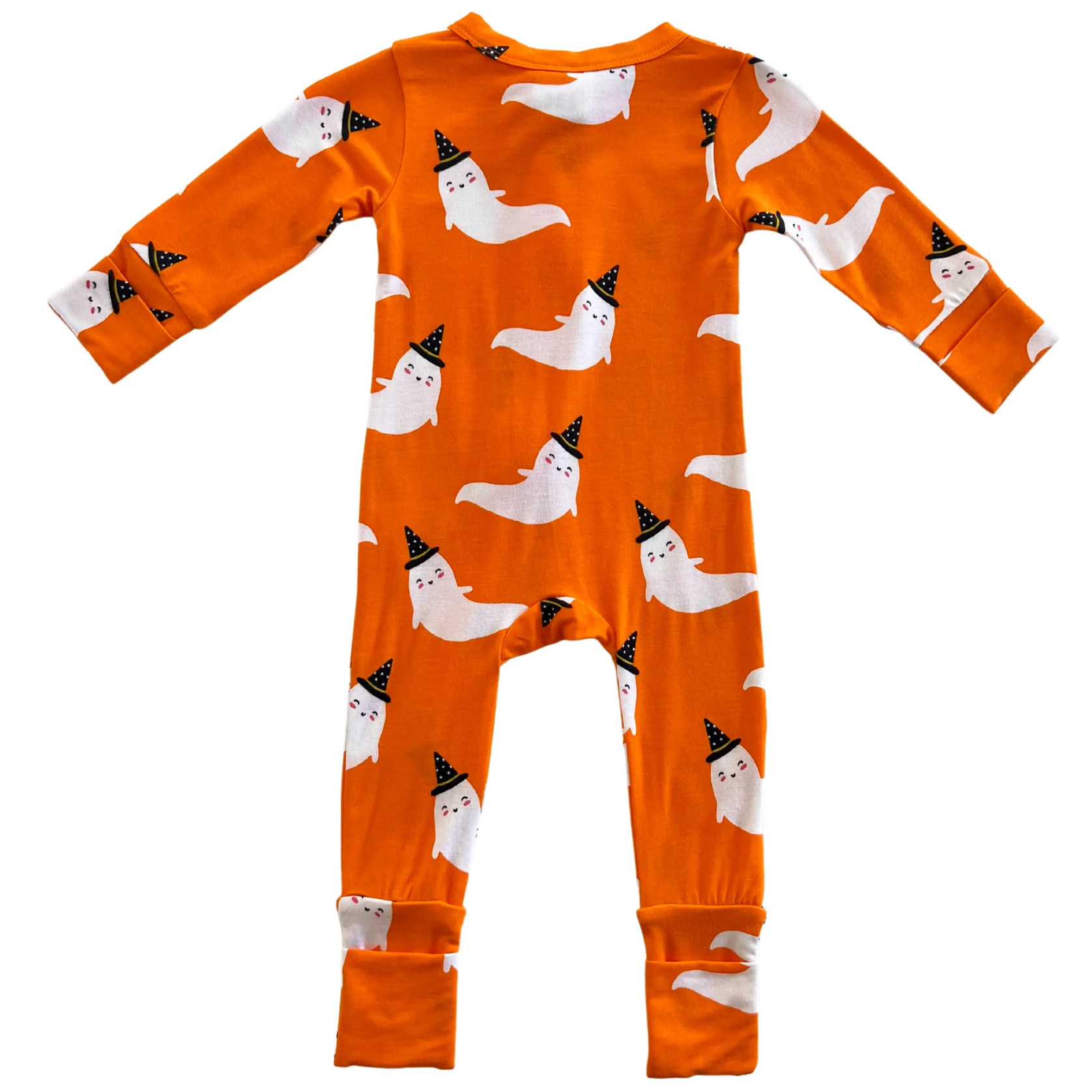 2-Way Convertible Zip Romper, Orange Ghost | SpearmintLOVE