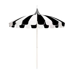 California Umbrella 8.5 ft. White Aluminum Market Push Lift Pagoda Patio Umbrella in Black and Na... | The Home Depot