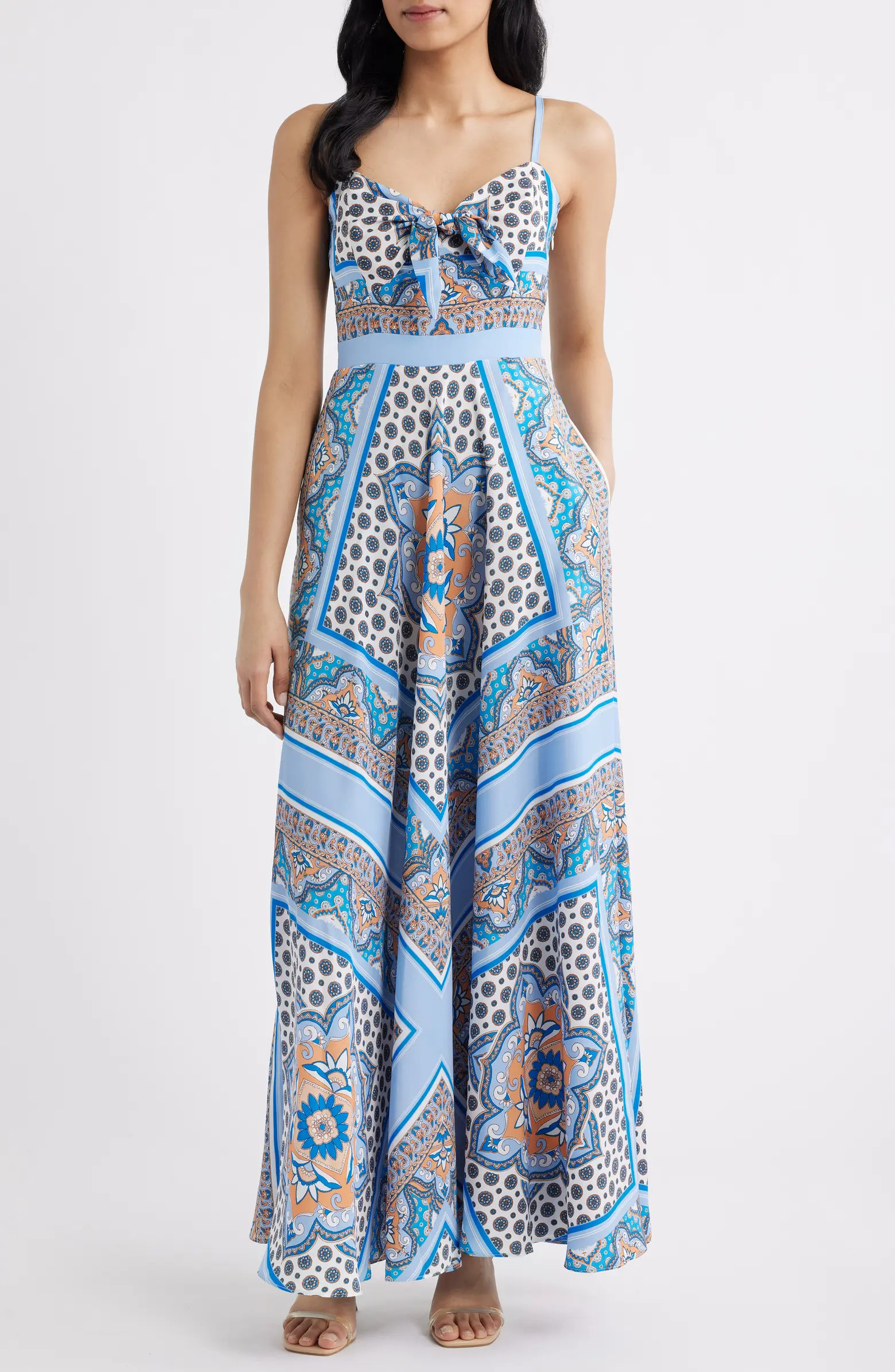 Eliza J Tie Front Maxi Sundress | Nordstrom | Nordstrom