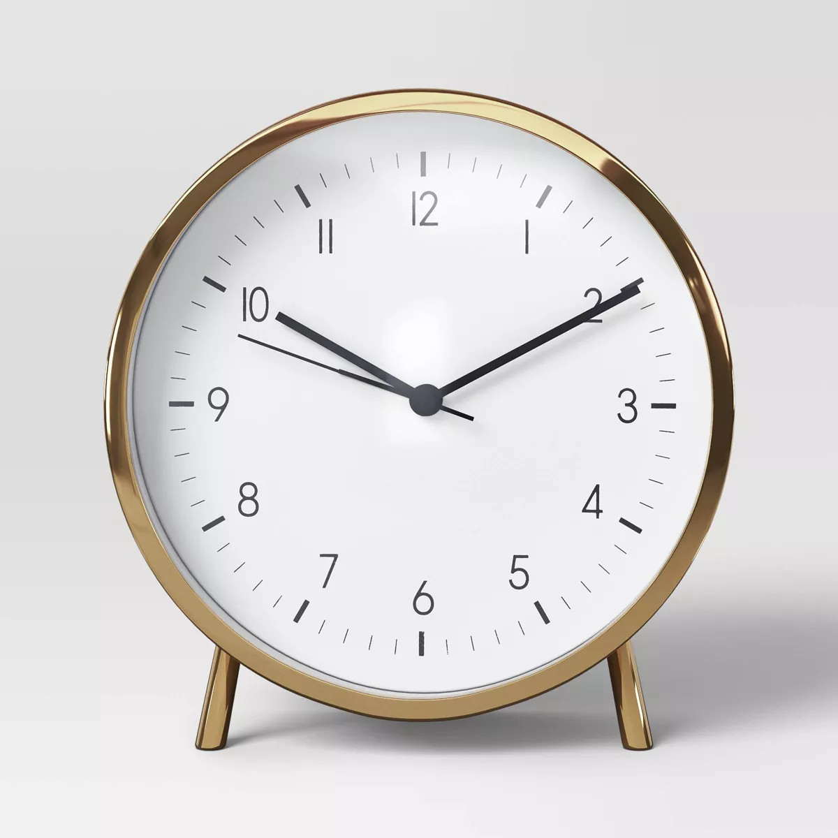 6" Mantle Clock with Alarm Brass - Threshold™: Modern White Face, Table & Desk Timepiece | Target