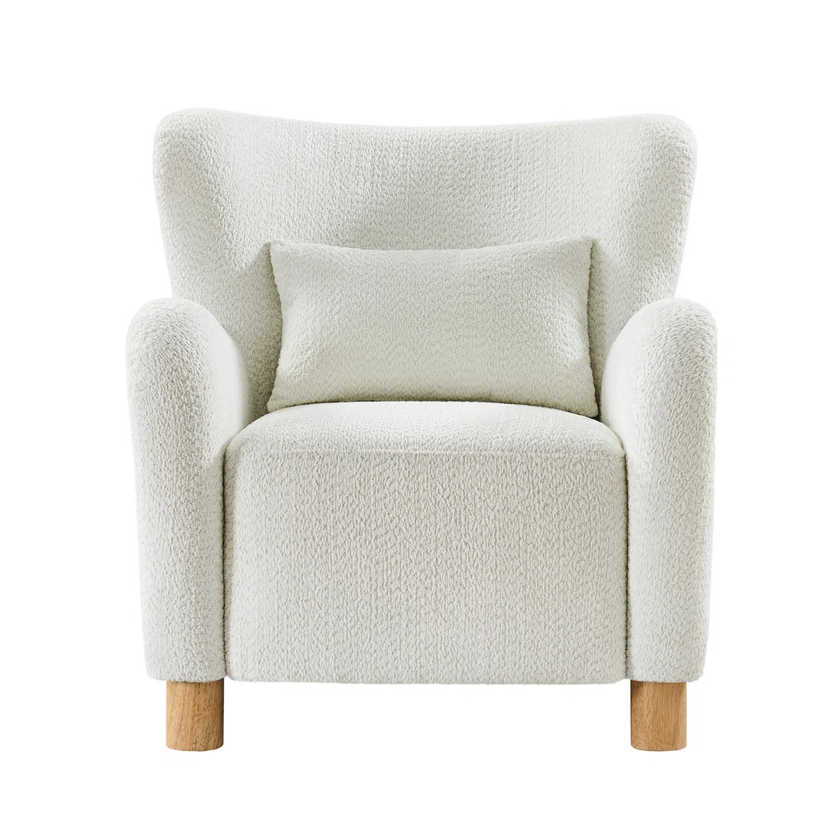 Emme Modern Boucle Wingback Accent Chair with Pillow and Solid Wood Legs | Wayfair North America