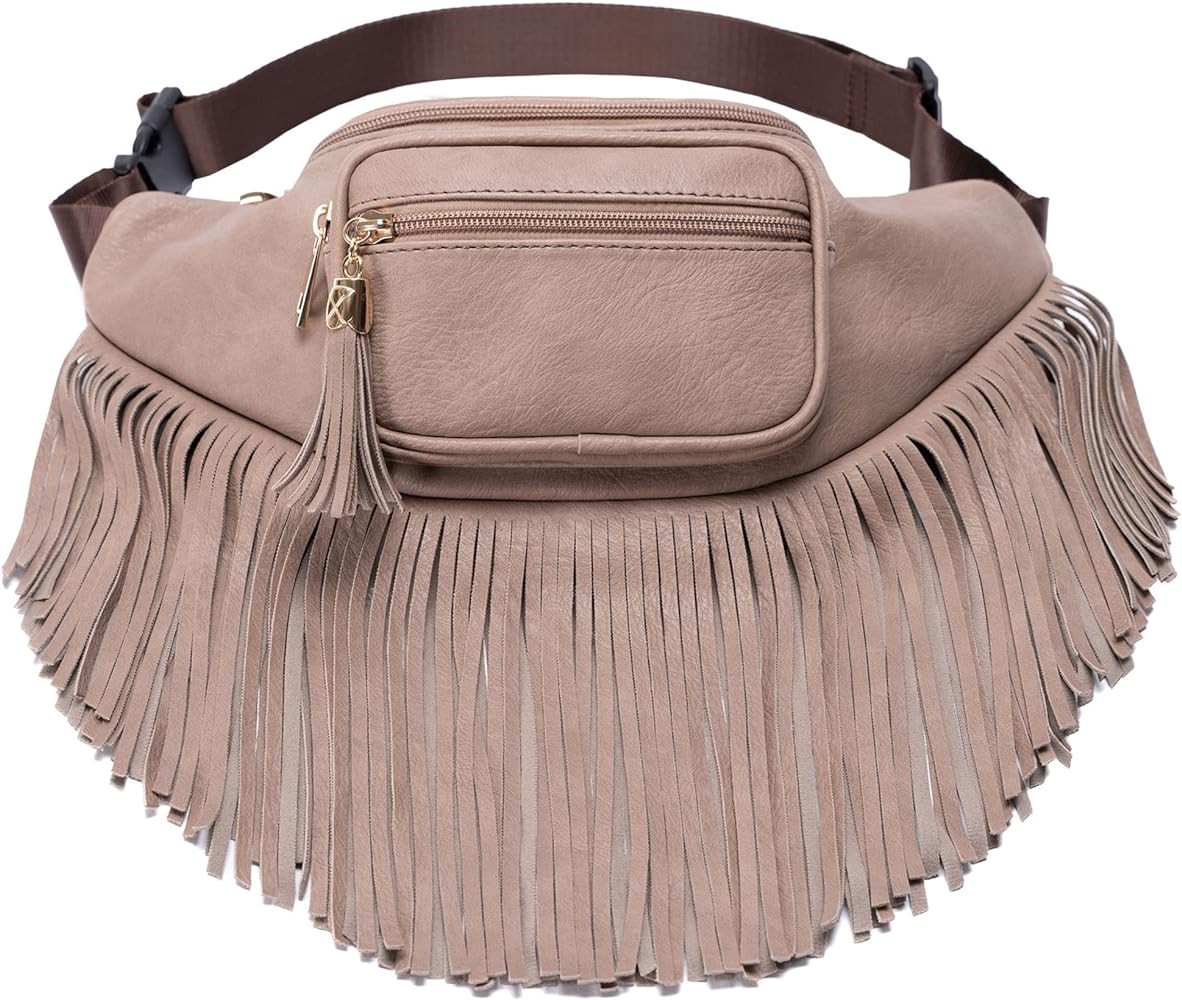 Solene Fringe Waist bag for women with Multi Zipper Pockets | Amazon (US)