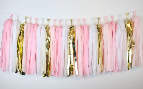 Baby Girl Tassel Garland - Pink Gold - Smash Cake - Girl Birthday - First Birthday - Baby Shower ... | Etsy (US)