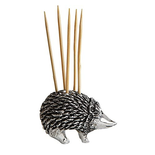 Creative Co-Op Hedgehog Toothpick Holder with Toothpicks, Silver | Amazon (US)