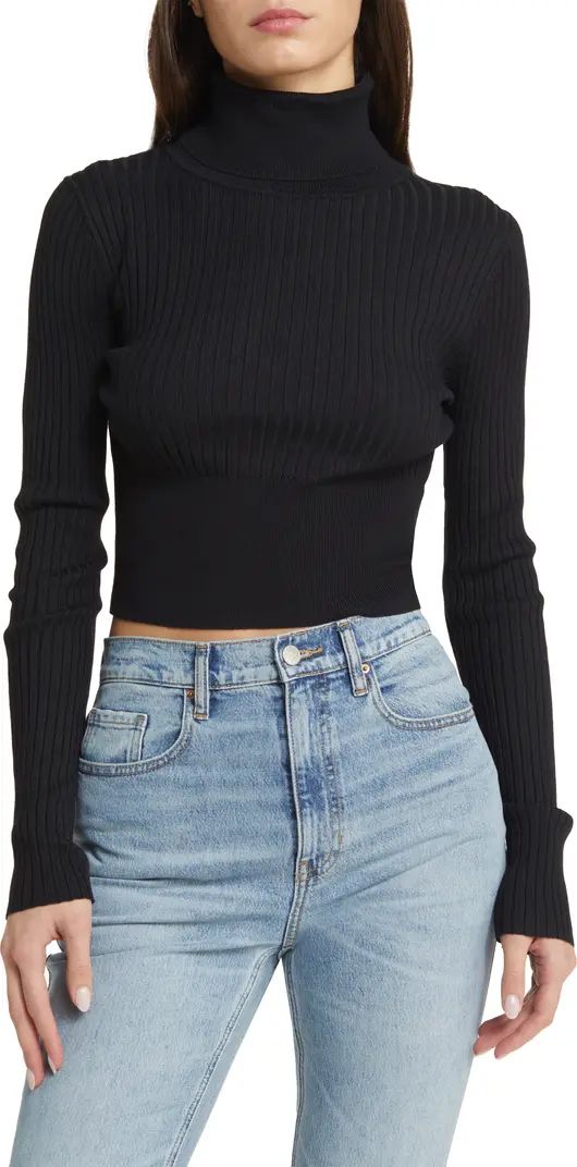 Kyra Rib Turtleneck Crop Sweater | Nordstrom