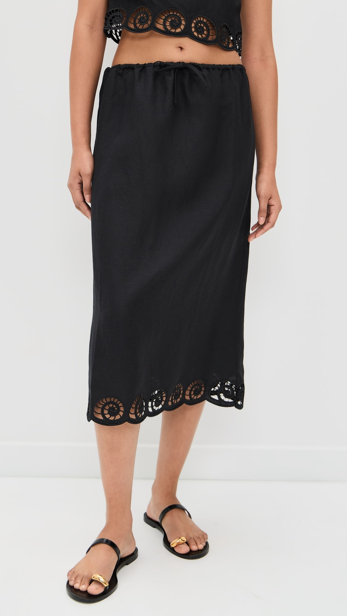 Air Linen Scallop Midi Skirt | Shopbop