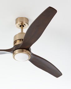 Sonnet Satin Brass Ceiling Fan with Walnut Blades, 52" | Horchow