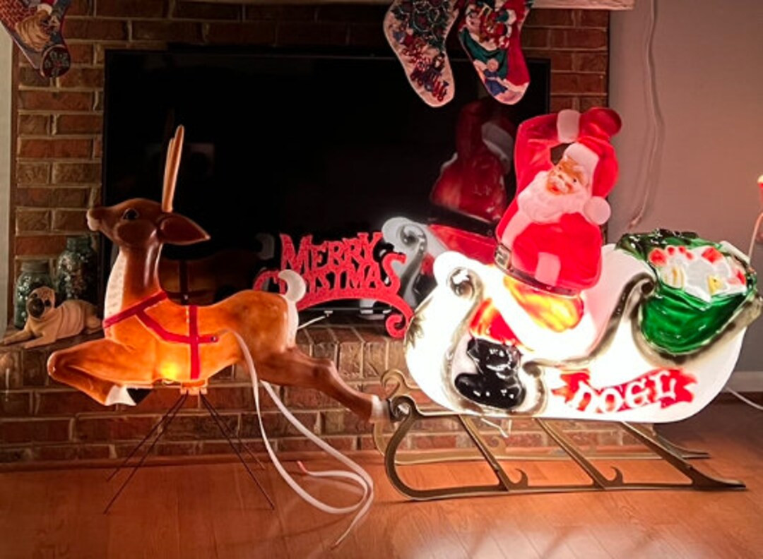 Vintage Santa Claus in Sleigh With Reindeer. Additional - Etsy | Etsy (US)