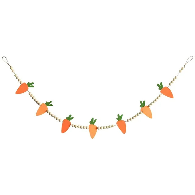 Easter Carrot Garland with Wooden Beads, Spring Home Decor, Festive Party Decoration, 6 Feet Long... | Walmart (US)