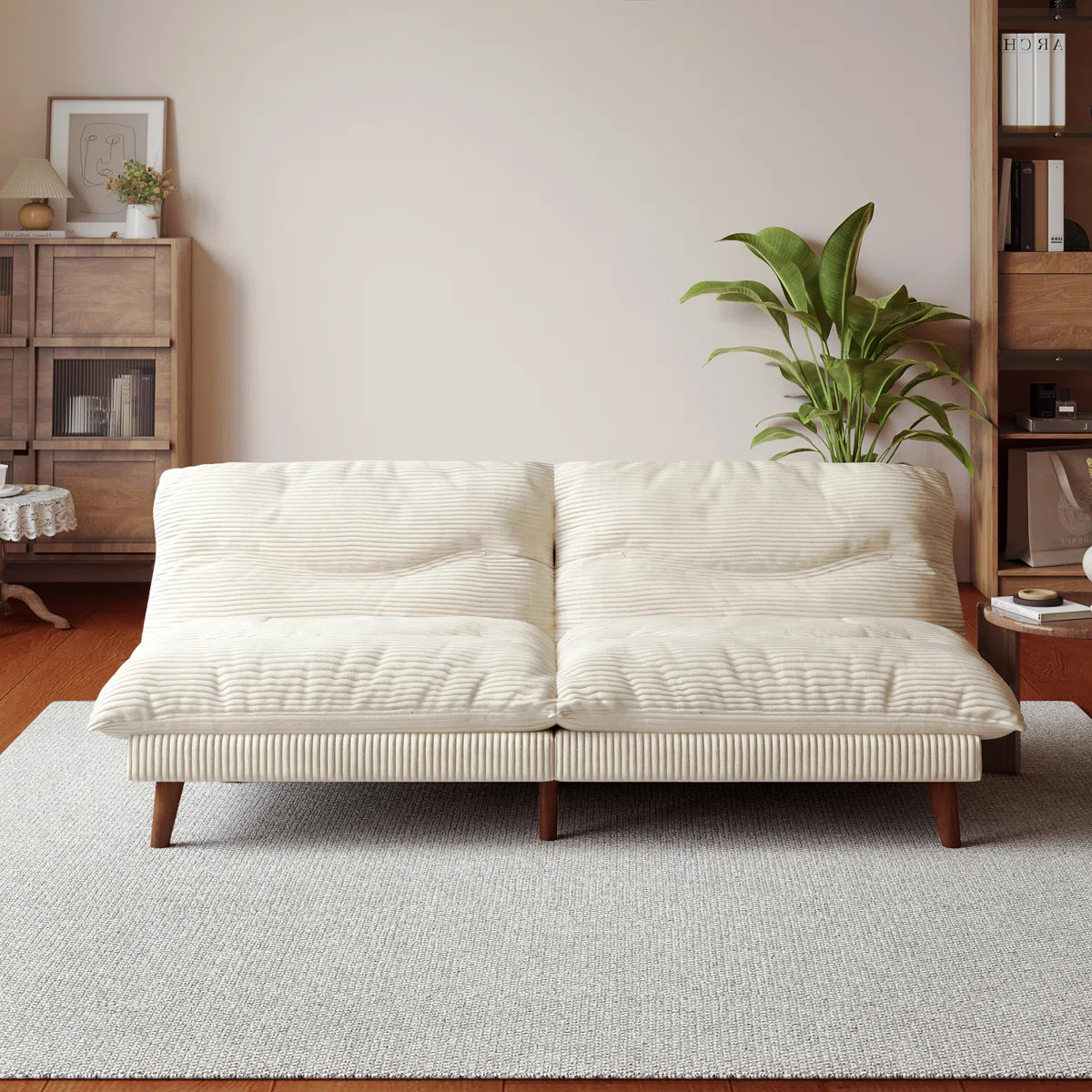 Multifunctional Corduroy Fabric Reclining Convertible Futon Sofa Bed | Wayfair North America