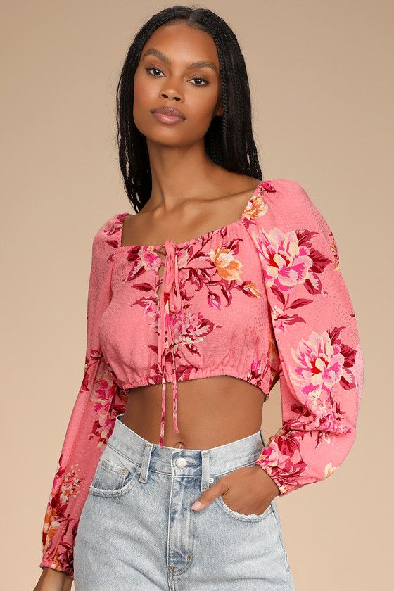 Cheerful Disposition Pink Floral Print Lace-Up Crop Top
            Lulus
        
        Produc... | Lulus (US)