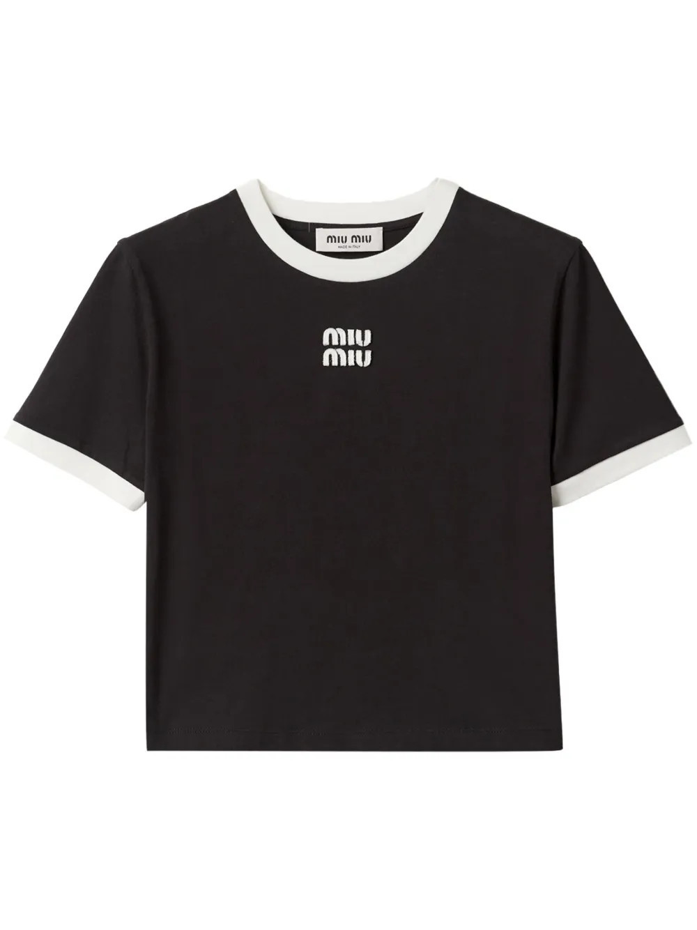 Miu Miu logo-embroidered T-shirt - Black | Farfetch Global