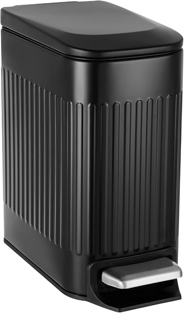 TrashAid Small Black Bathroom Trash Can with Lid Soft Close, 6 Liter / 1.6 Gallon, Stainless Stee... | Amazon (US)