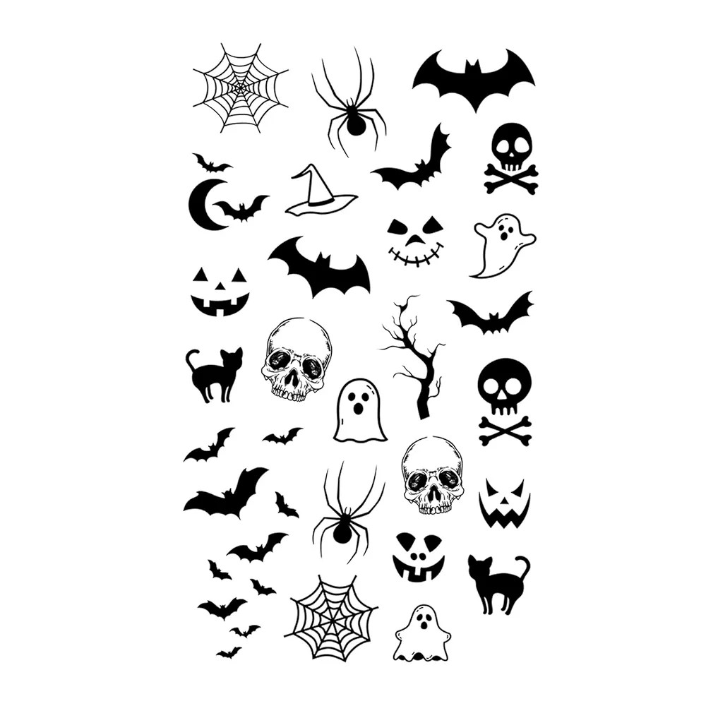 MapofBeauty 2 pcs Black Bat Spider Skeleton Prints Temporary Waterproof Tattoo Sticker | Amazon (US)