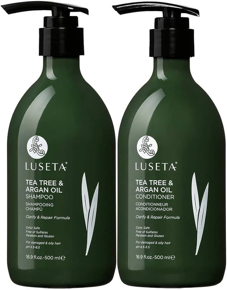 Luseta Tea Tree & Argan Oil Shampoo & Conditioner Set 2x16.9oz for Damaged and Oil Hair - Clarify... | Amazon (US)