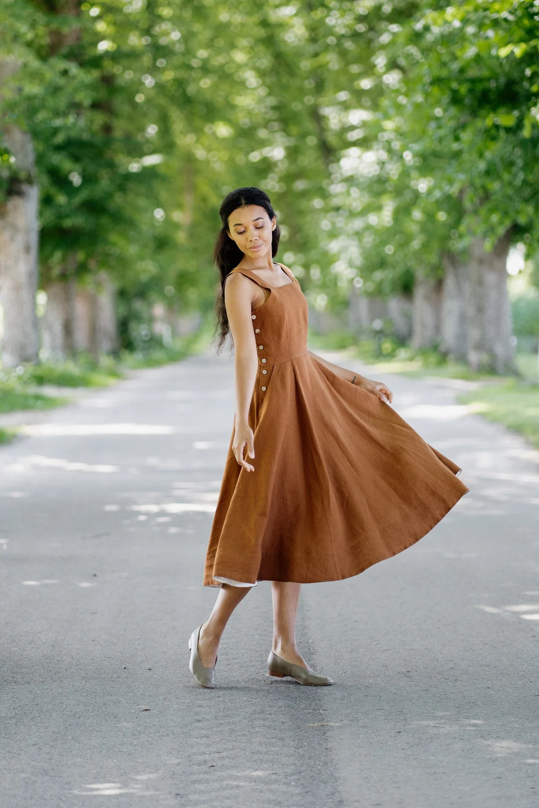 WOMEN'S PINAFORE DRESS Long Linen Dress, Summer Clothing, Sleeveless Boho Robe, Linen Clothing, L... | Etsy (UK)