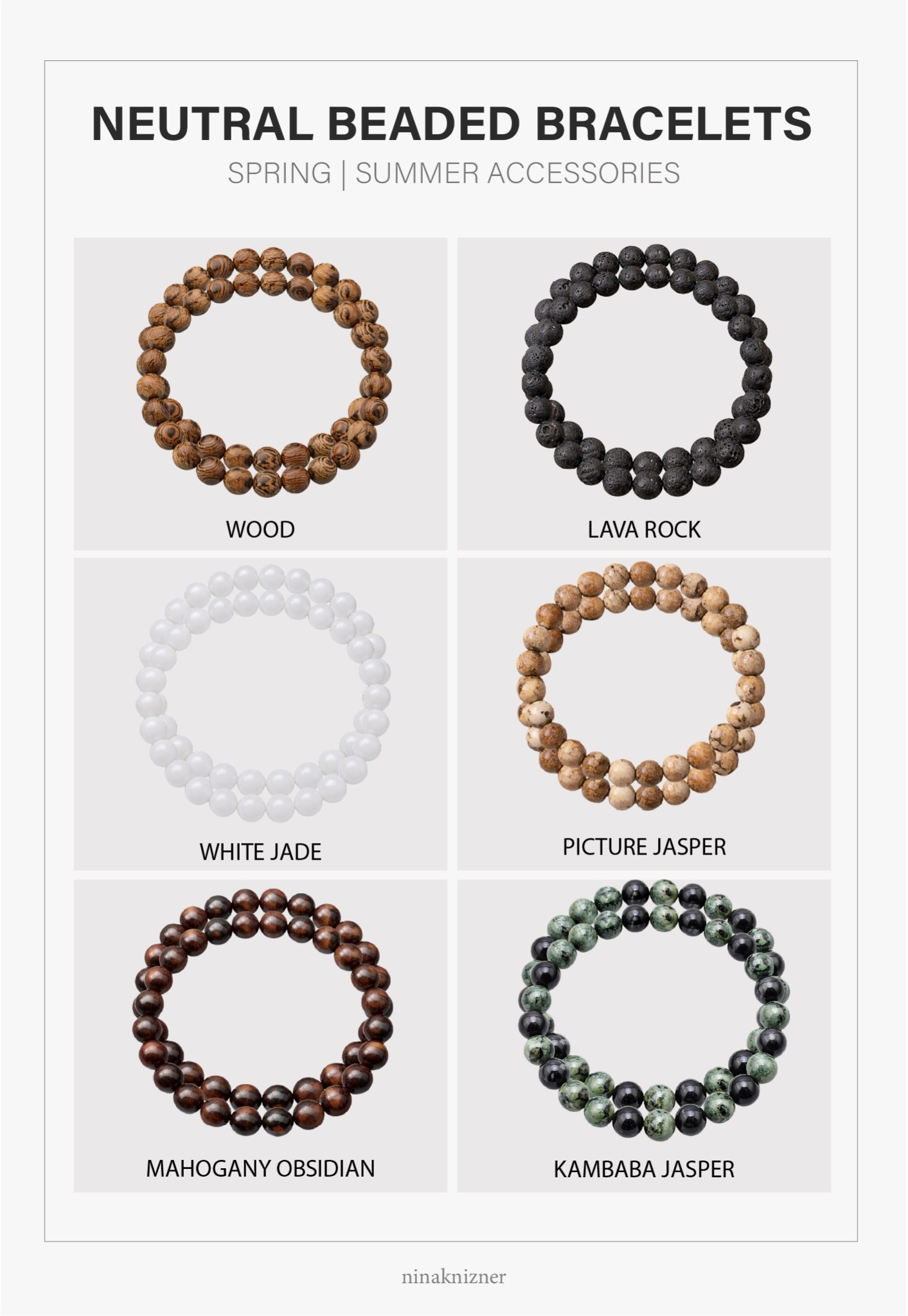 8mm neutral gemstone bracelets…

These natural stone beads come loose with clear stretchy cord, so you can easily make your own bracelets or even necklaces. My fave is for everyday is the picture jasper..

Amazon - 8mm Round Loose Gemstone Beads for Jewelry Making in Wood, Lava Rock, White Jade, Picture Jasper, Mahogany Obsidian and Kamaba Jasper.

#spring #summer #travel #destinations #coastal #westcoast #coastalcalifornia #vacation #mediterranean #europeansummer #essentials #staples #basics #musthave #capsulewardrobe #minimalist #accessories #springaccessories #summeraccessories #jewelry #bracelet #beads #beige #brown #espresso #chocolatebrown #black 


#LTKSeasonal #LTKTravel