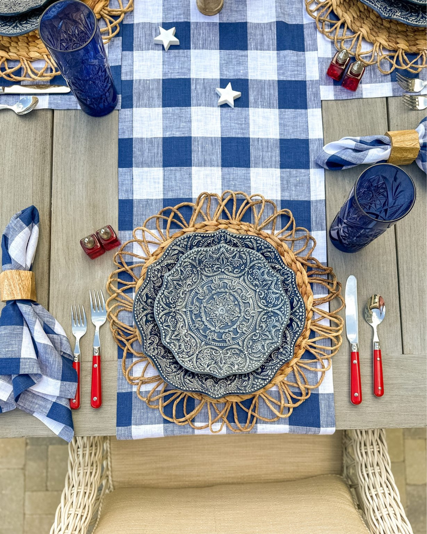 Looking to create the perfect patriotic outdoor tablescape? Get inspired with this Fourth of July Table Setting!

#LTKSeasonal #LTKparties #LTKhome