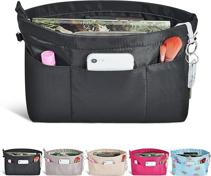 Vercord Premium Nylon Purse Organizer Tote Handbag Insert Organizers Bag in Bag Zipper 13 Pockets... | Amazon (US)