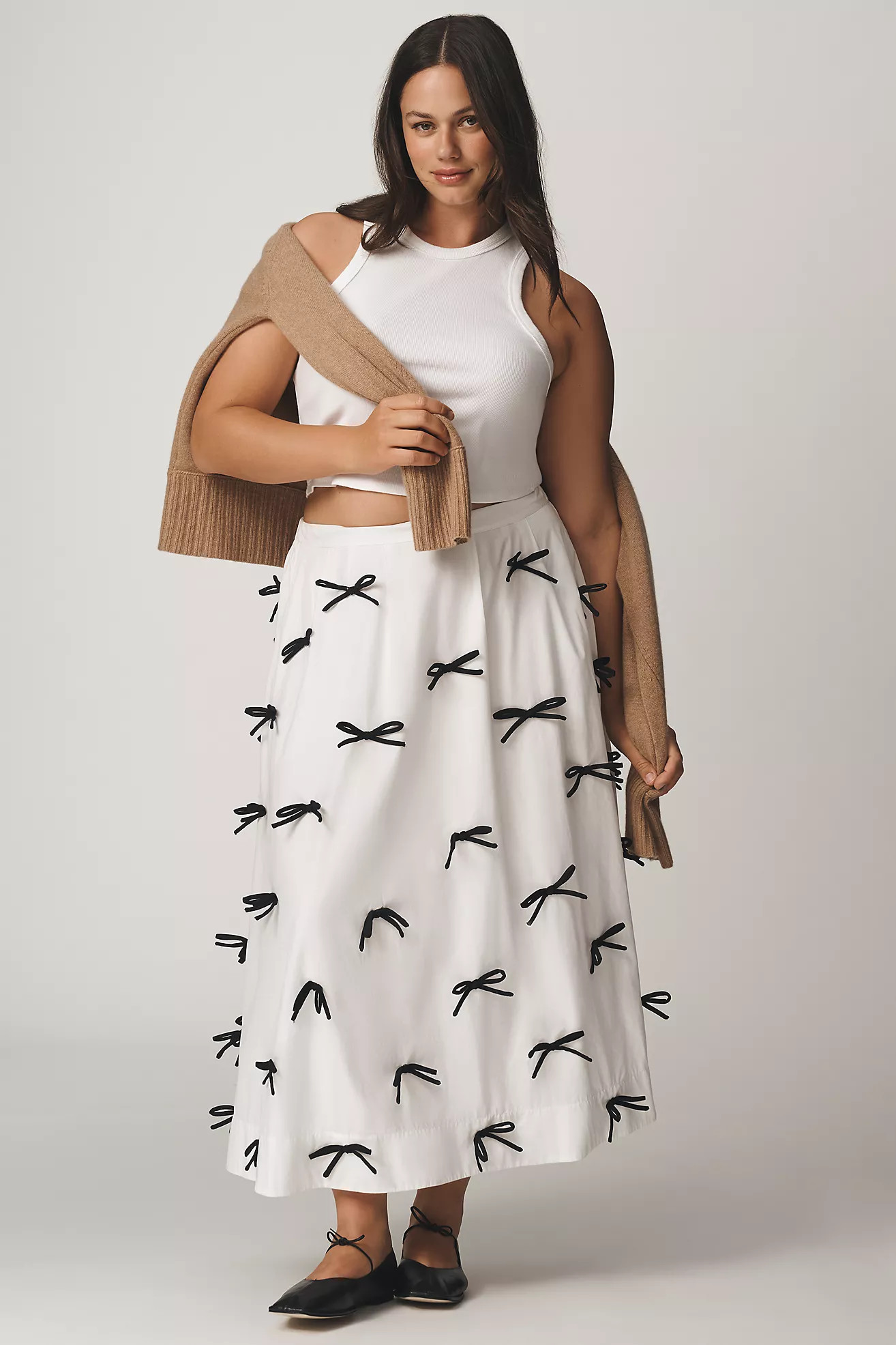 Maeve 3D Bows Flouncy Midi Skirt | Anthropologie (UK)