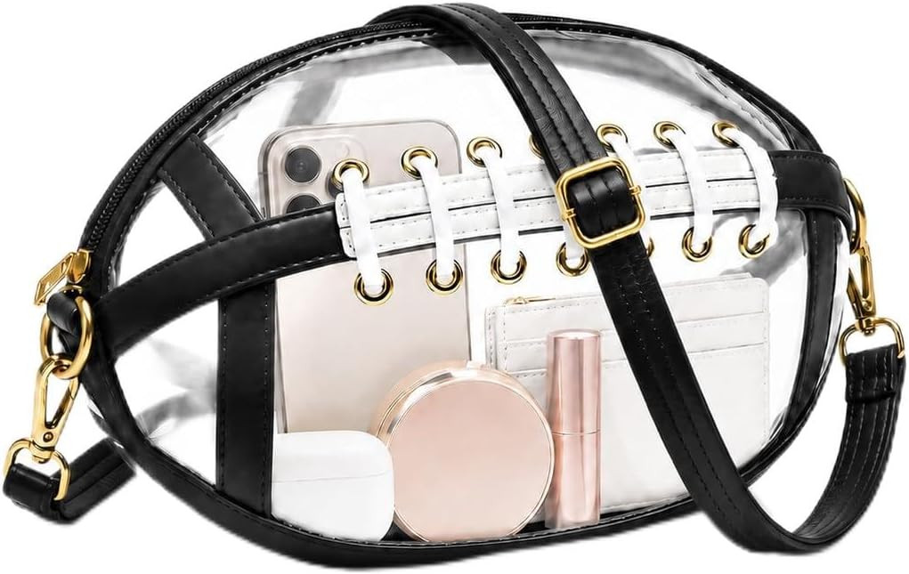Iridescent Clear Purse for Women, Holographic Crossbody Bag with Top Handle, Small Y2K Handbag for Events | Amazon (US)