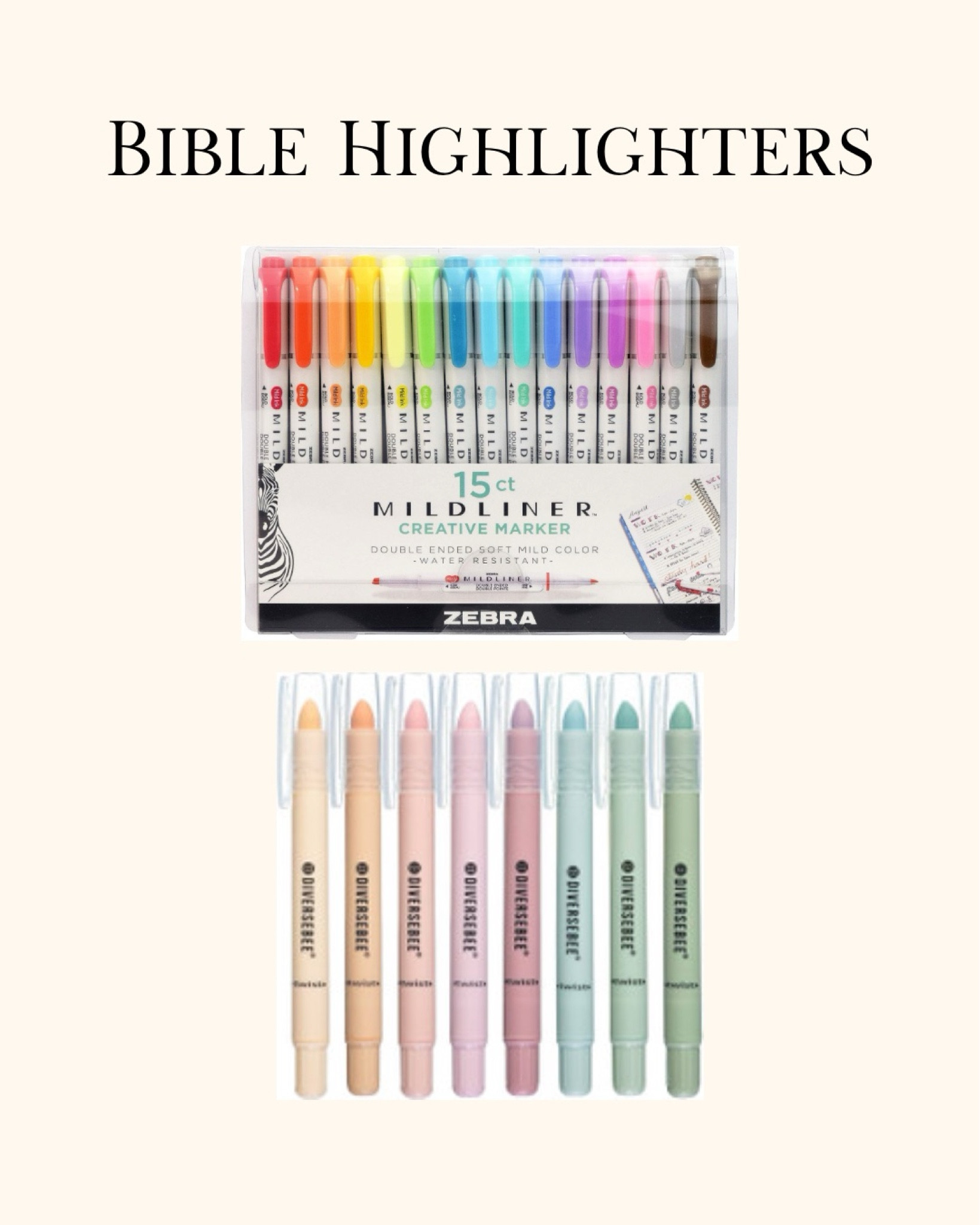 Midliners in this many colors are fun- and both kind are perfect for highlighting in your Bible.