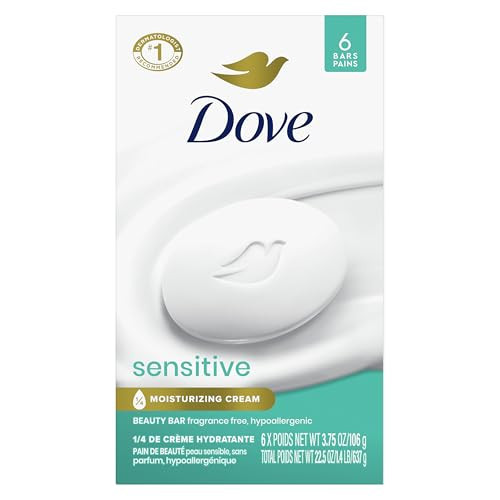 Dove Beauty Bar Soap Sensitive, 6 Bars for Sensitive Skin, Fragrance Free and Hypoallergenic 3.75 oz | Amazon (US)