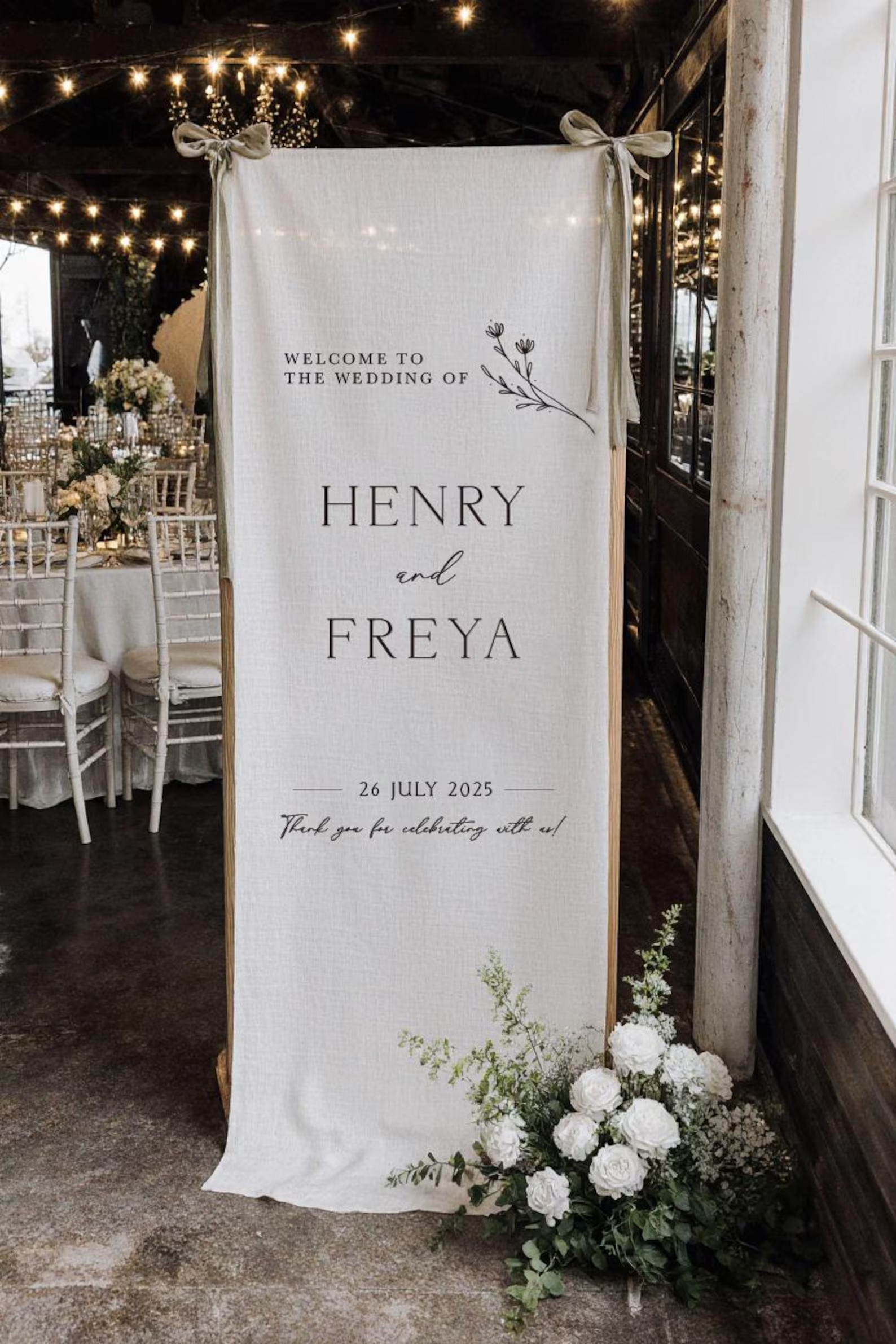 Custom Fabric Wedding Welcome Sign • Modern Linen Wedding Sign • Wedding Banner • Personali... | Etsy (US)