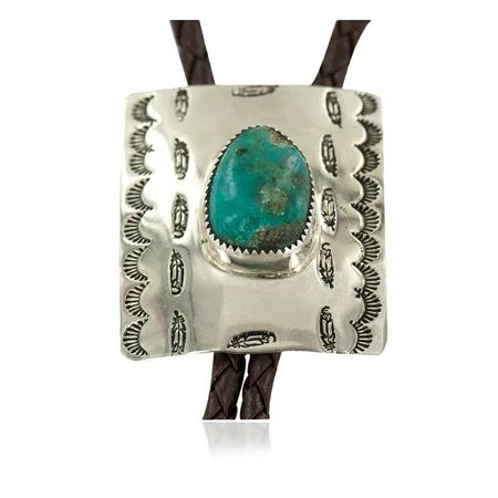 Handmade Certified Authentic Feather Navajo Leather Nickel Natural Turquoise Native American Bolo Ti | Walmart (US)