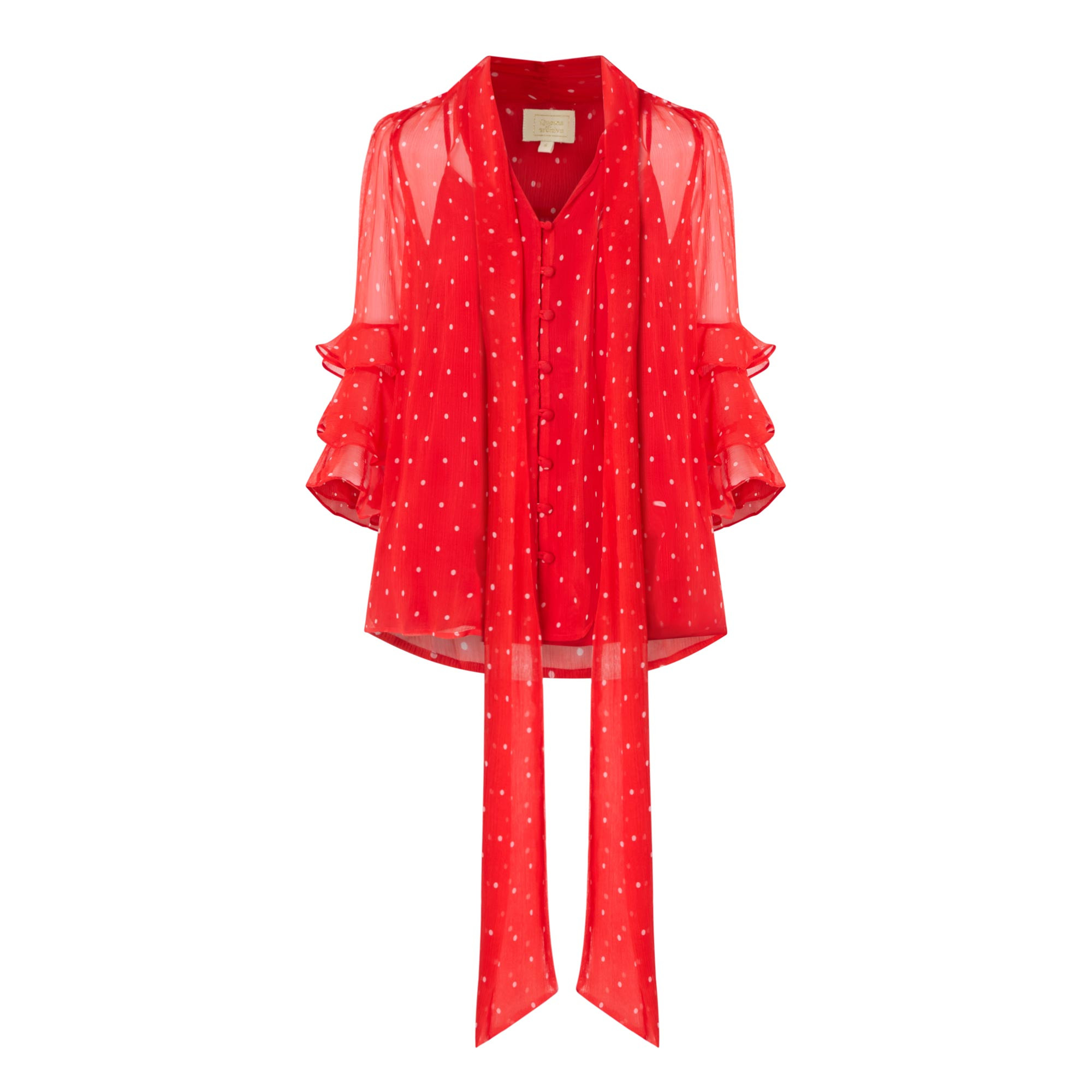 QUEENS OF ARCHIVE Trina Ruffle Polka Dot Blouse - Red | Brown Thomas (IE)