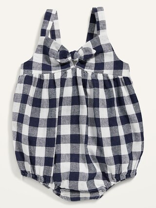 Sleeveless Linen-Blend Tie-Front Romper for Baby | Old Navy (US)
