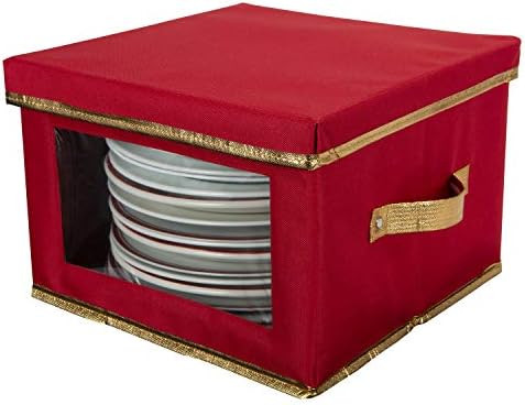 Simplify Holiday Dinner Plate Dinnerware Storage Box | 12.2 Inch | Christmas China | 12 Felt Divi... | Amazon (US)