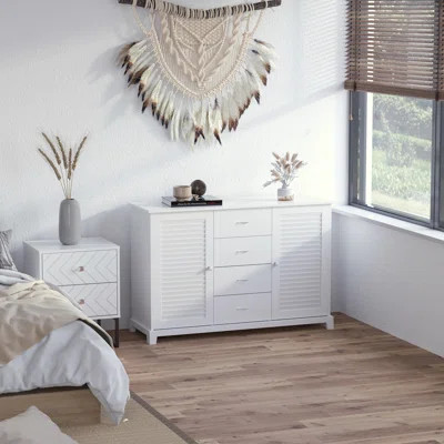 Coffee Bar Cabinet with 4 Drawers and 2 Louvered Doors | Wayfair North America