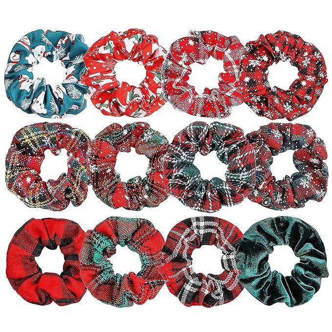12PC Hair Scrunchies for Women, MTSCE Christmas Velvet Elastics Bobbles Hair Bands Hair Tie Ropes... | Amazon (US)