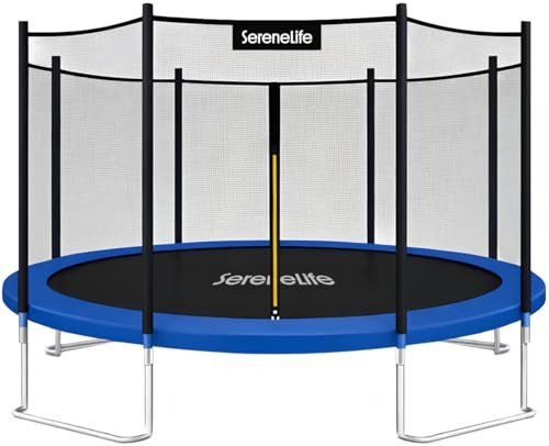 SereneLife 12 ft Outdoor Trampoline with Safety Net Enclosure for Backyard Fun, Weather-Resistant Jumping Mat and Stable Frame Design – Trampoline for Kids with Net, Suitable for Family Play | Amazon (US)