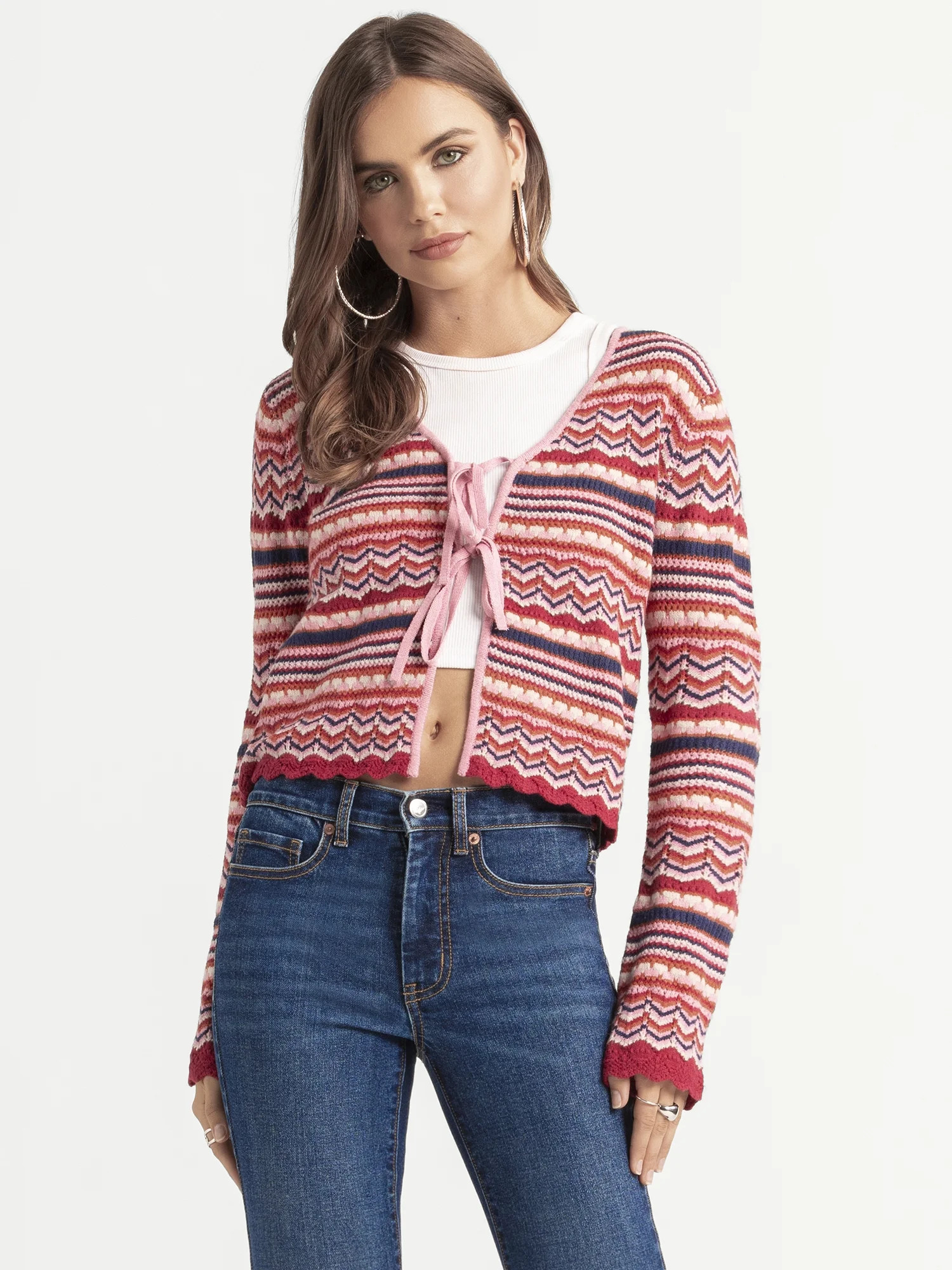 Jessica Simpson Women’s Alani Pointelle Cardigan Sweater, Lightweight, Sizes XS-XL - Walmart.co... | Walmart (US)