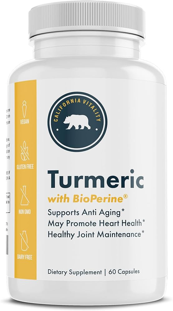 Turmeric with BioPerine, 95% Curcuminoids - 60 Capsules - Made in The USA, Vegan, Non-GMO, Gluten... | Amazon (US)