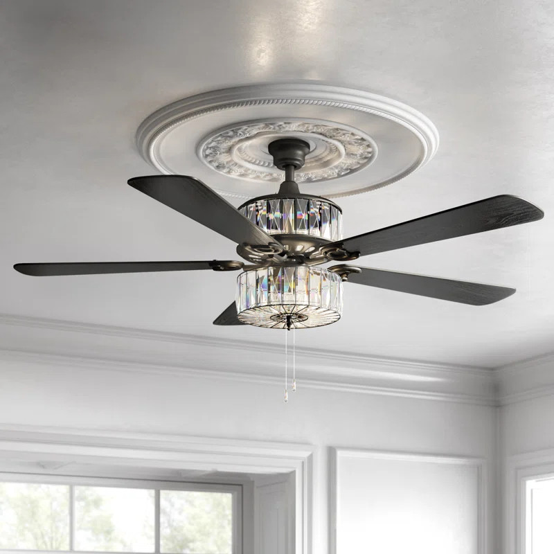 Demonbreun 52"W LED Clear Crystal Ceiling Fan with Light Kit | Wayfair North America