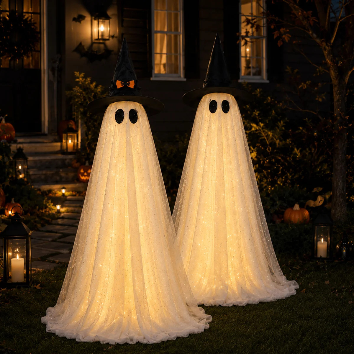 Set of 2 Lighted Halloween Ghost Yard Decorations with Remote and Timer | Wayfair North America