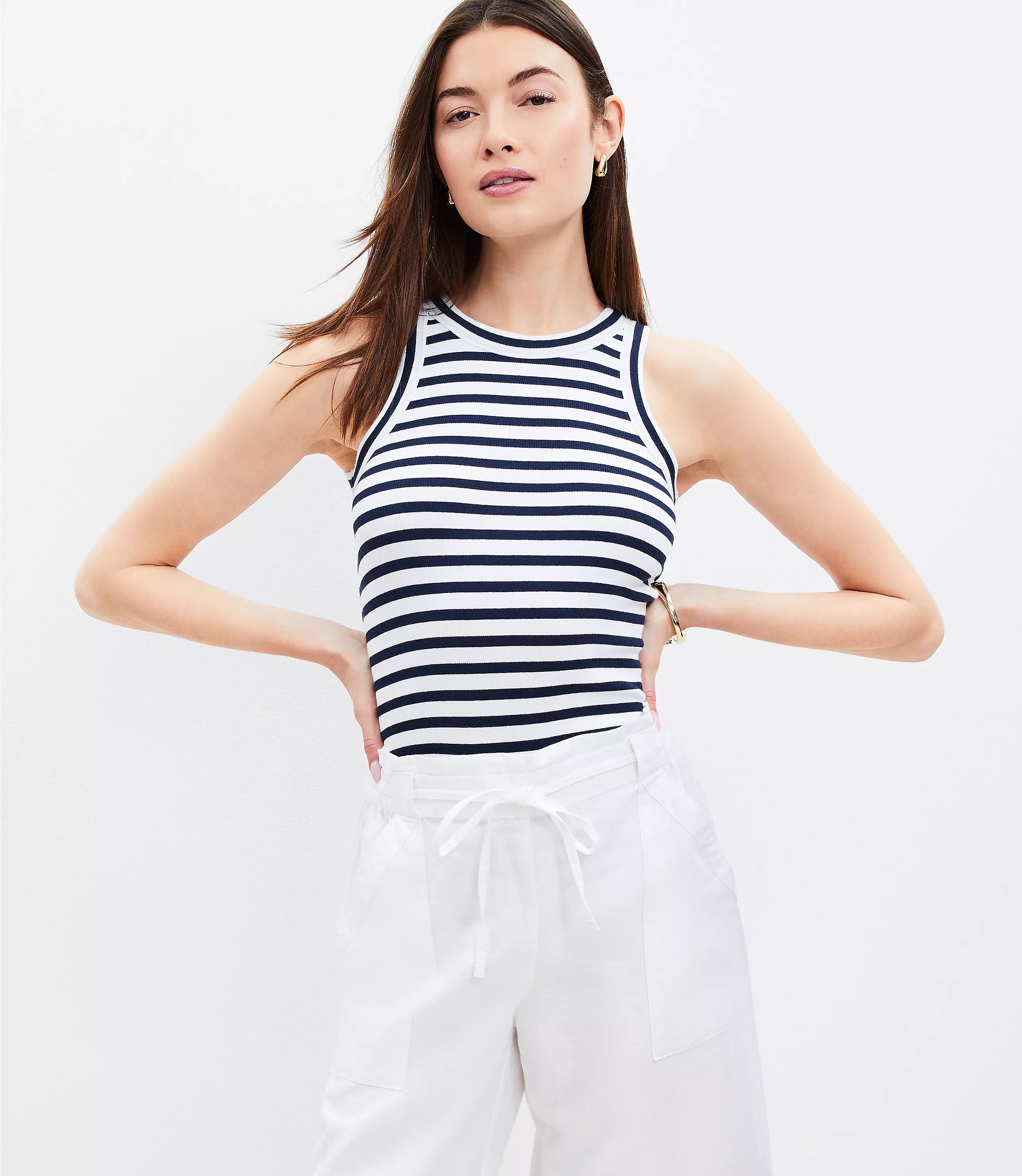 Stripe Perfect Ribbed Tank Top | LOFT