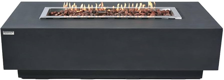 Granville Fire Table Outdoor Fire Pit 60" x 27" Cast Concrete Firepit Includes Lava Rocks 45,000 ... | Amazon (US)