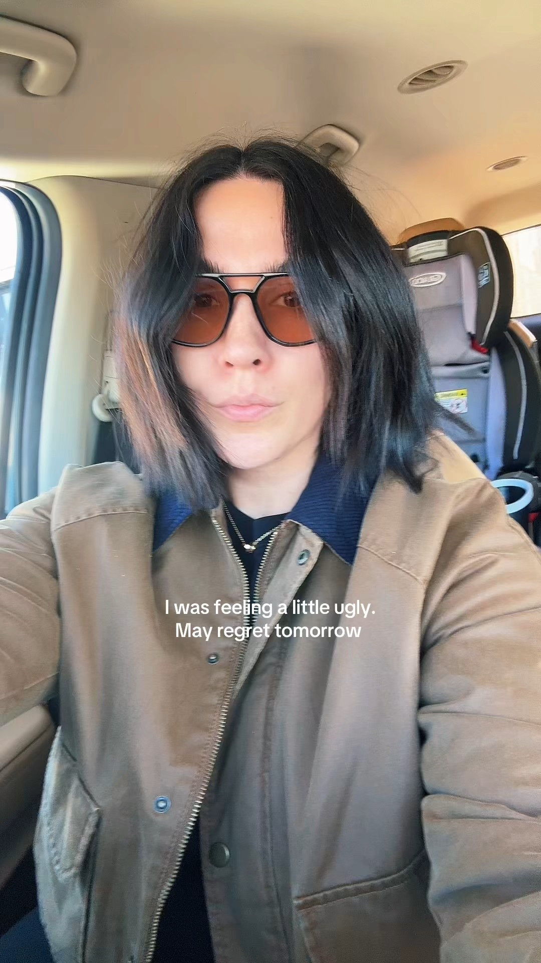 Early spring vibes with the sunglasses and utility! Size L. Haircut (point cut) 

#LTKStyleTip #LTKWatchNow #LTKMidsize